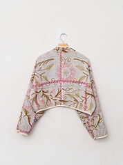 The Kaira Cropped Suzani Quilted Kantha Jacket
