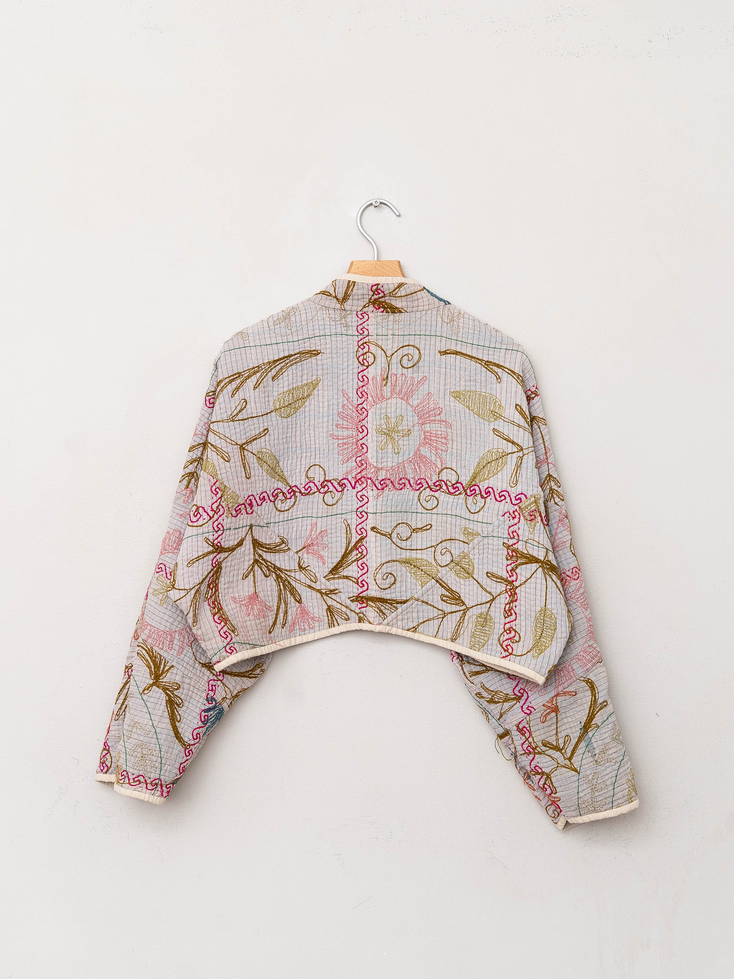 The Kaira Cropped Suzani Quilted Kantha Jacket