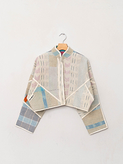 The Kaira Cropped Quilted Patchwork Kantha Jacket