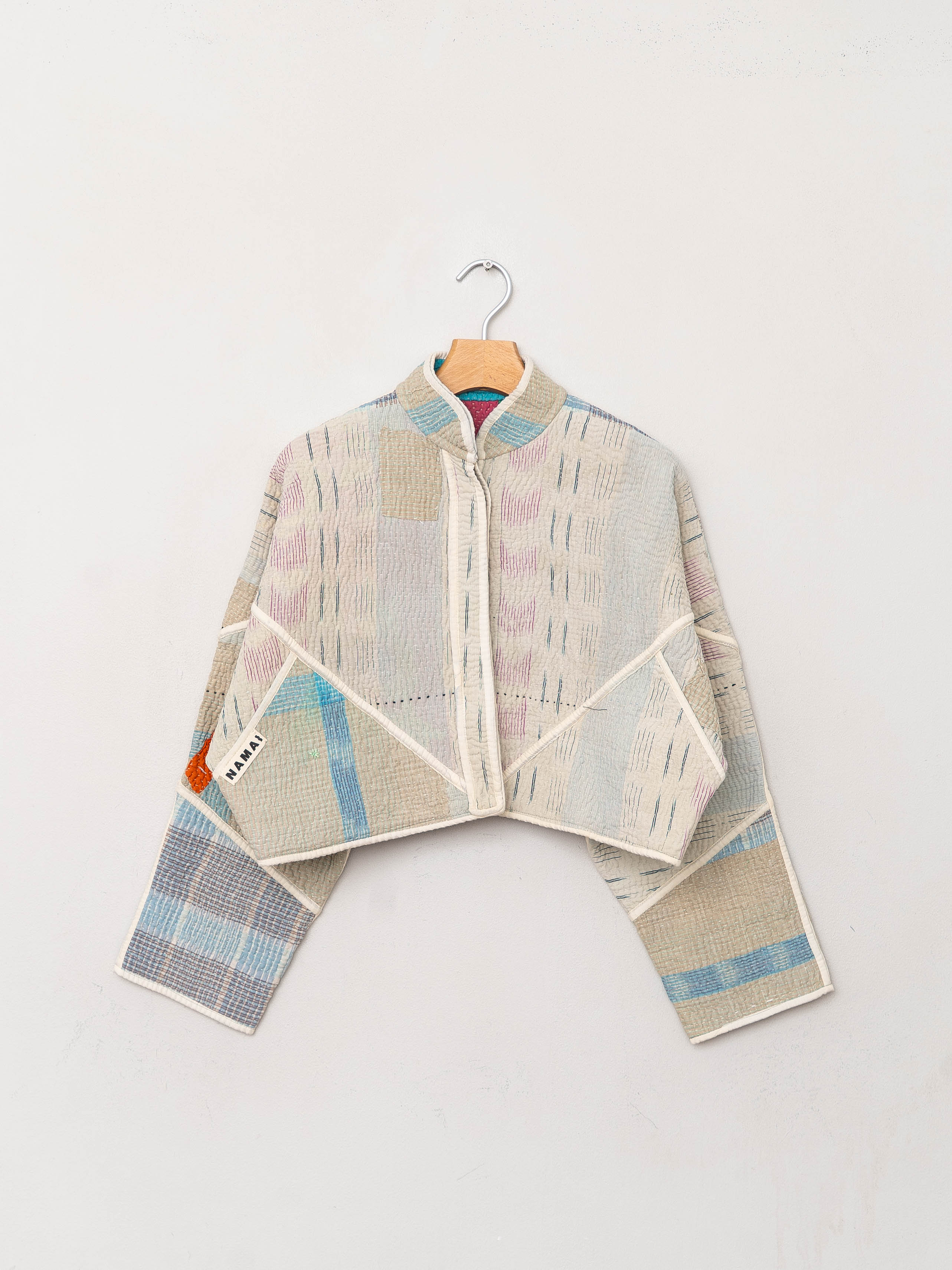 The Kaira Cropped Quilted Patchwork Kantha Jacket