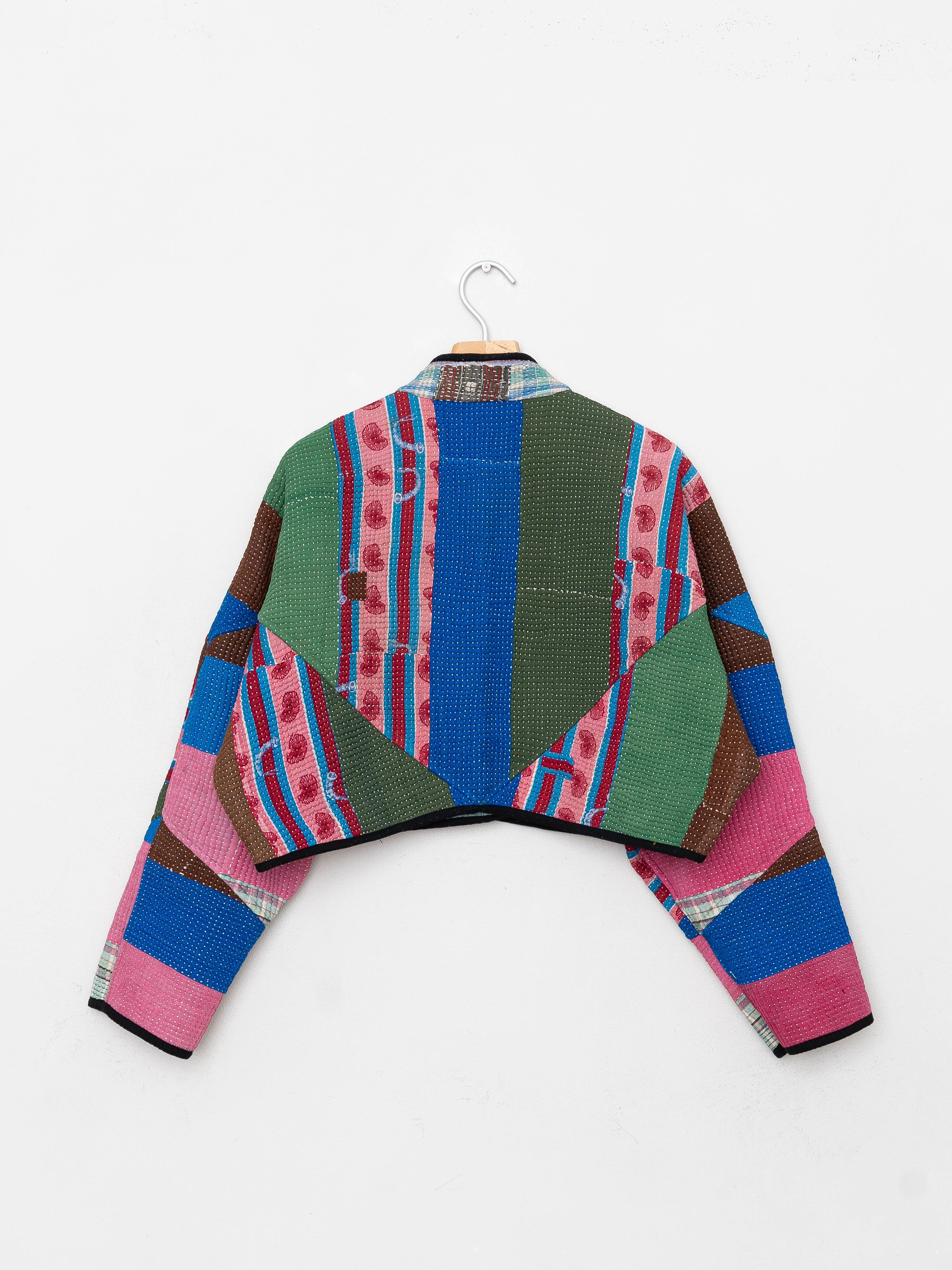 The Kaira Cropped Quilted Patchwork Kantha Jacket
