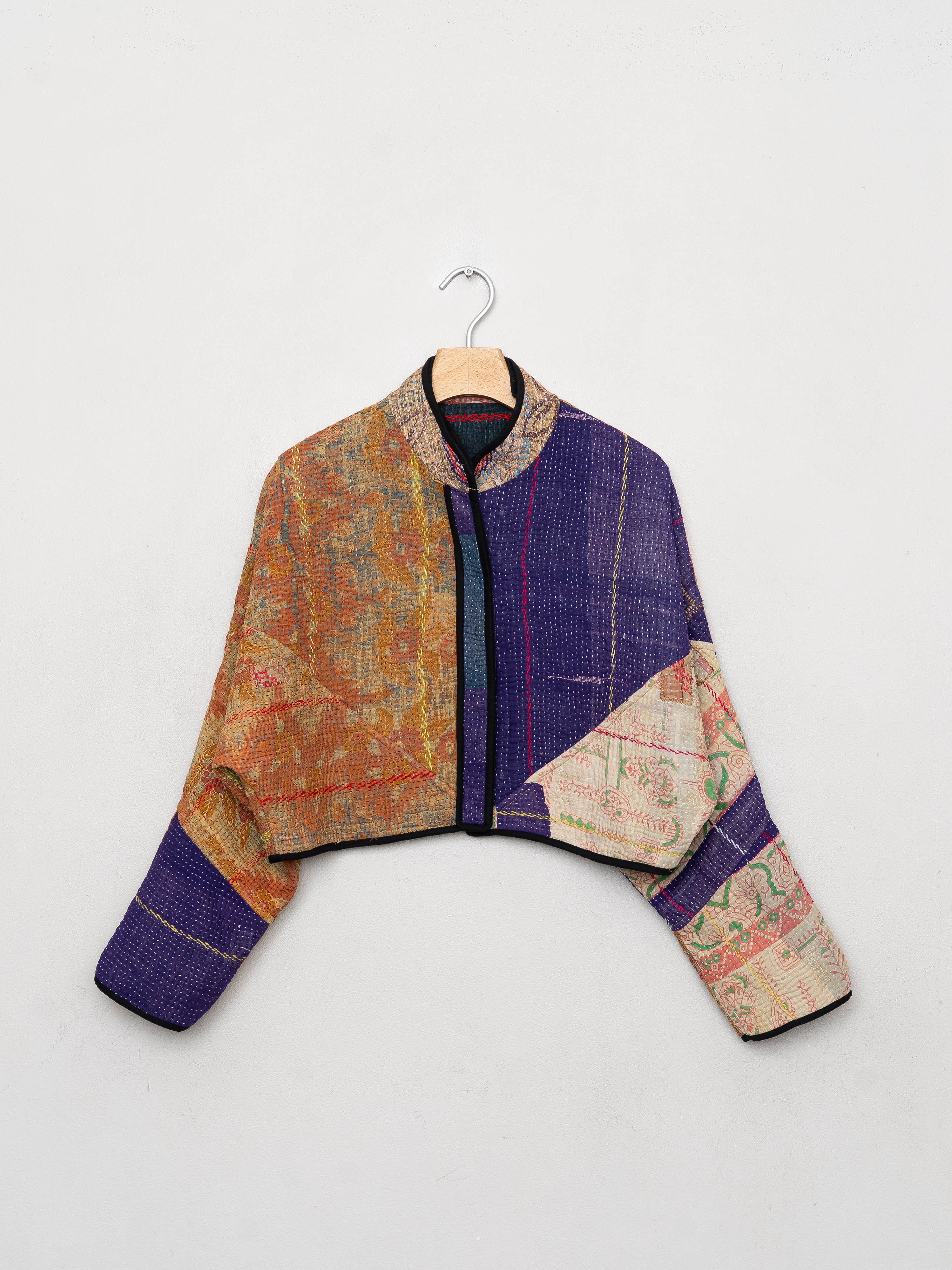 The Kaira Cropped Quilted Patchwork Kantha Jacket