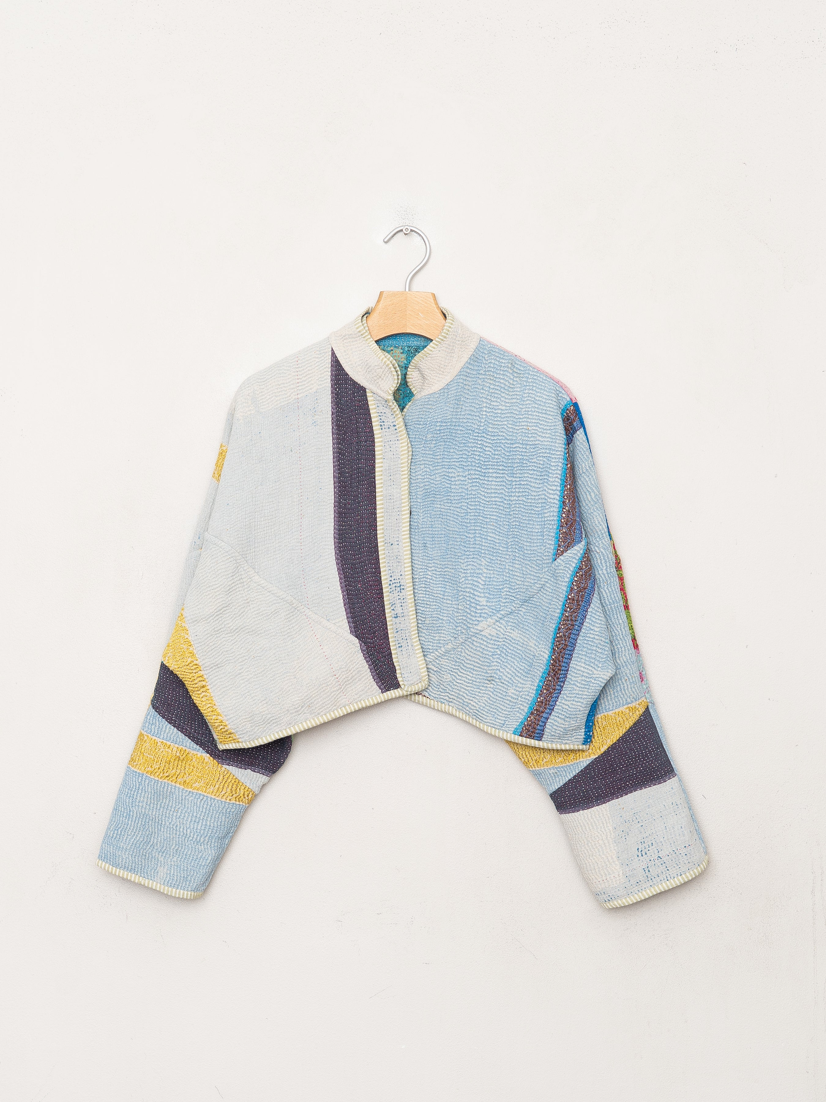 The Kaira Cropped Quilted Patchwork Kantha Jacket