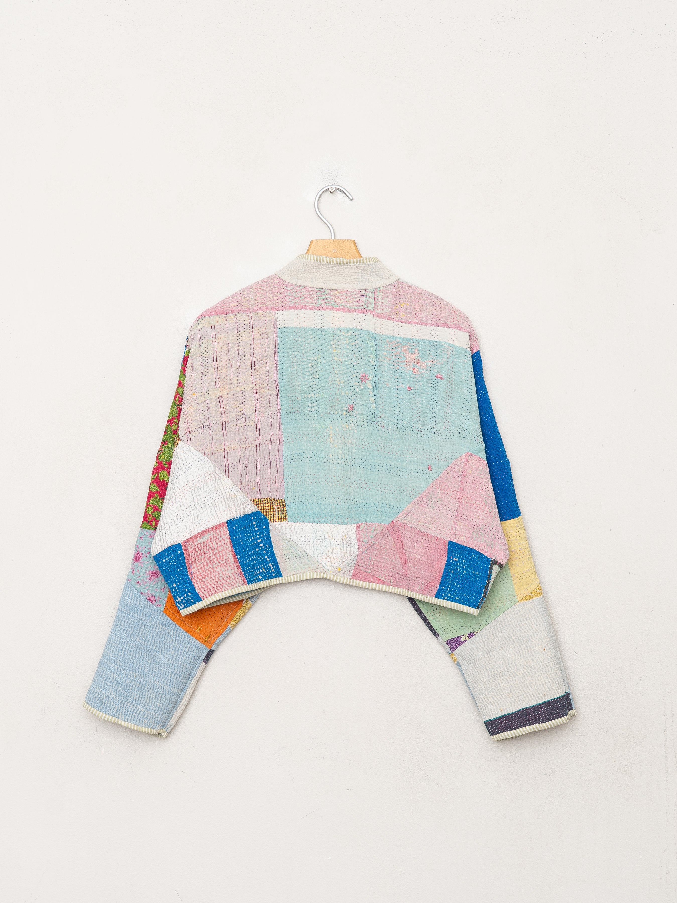 The Kaira Cropped Quilted Patchwork Kantha Jacket