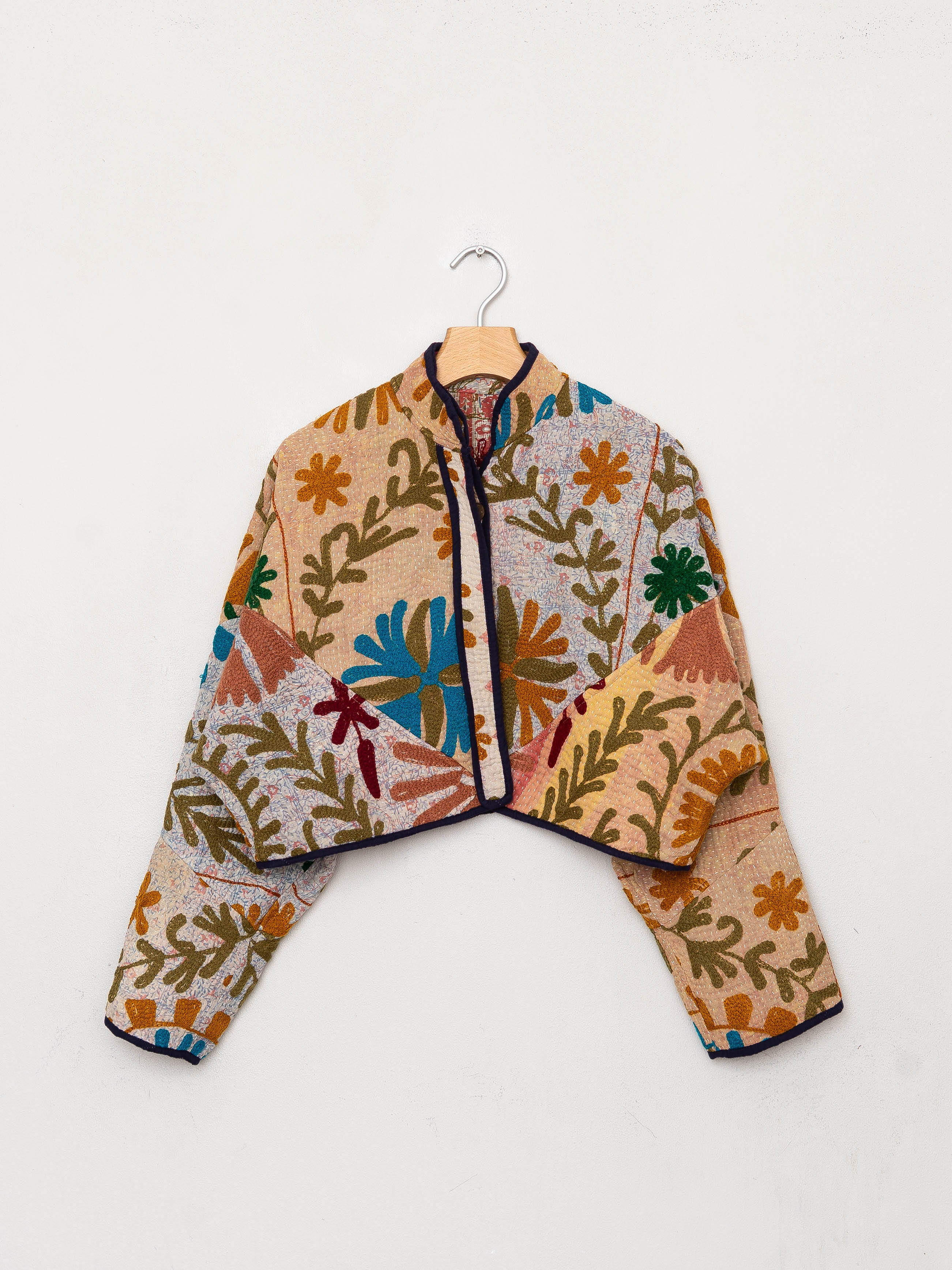 The Kaira Cropped Suzani Quilted Kantha Jacket