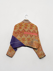 The Kaira Cropped Quilted Patchwork Kantha Jacket