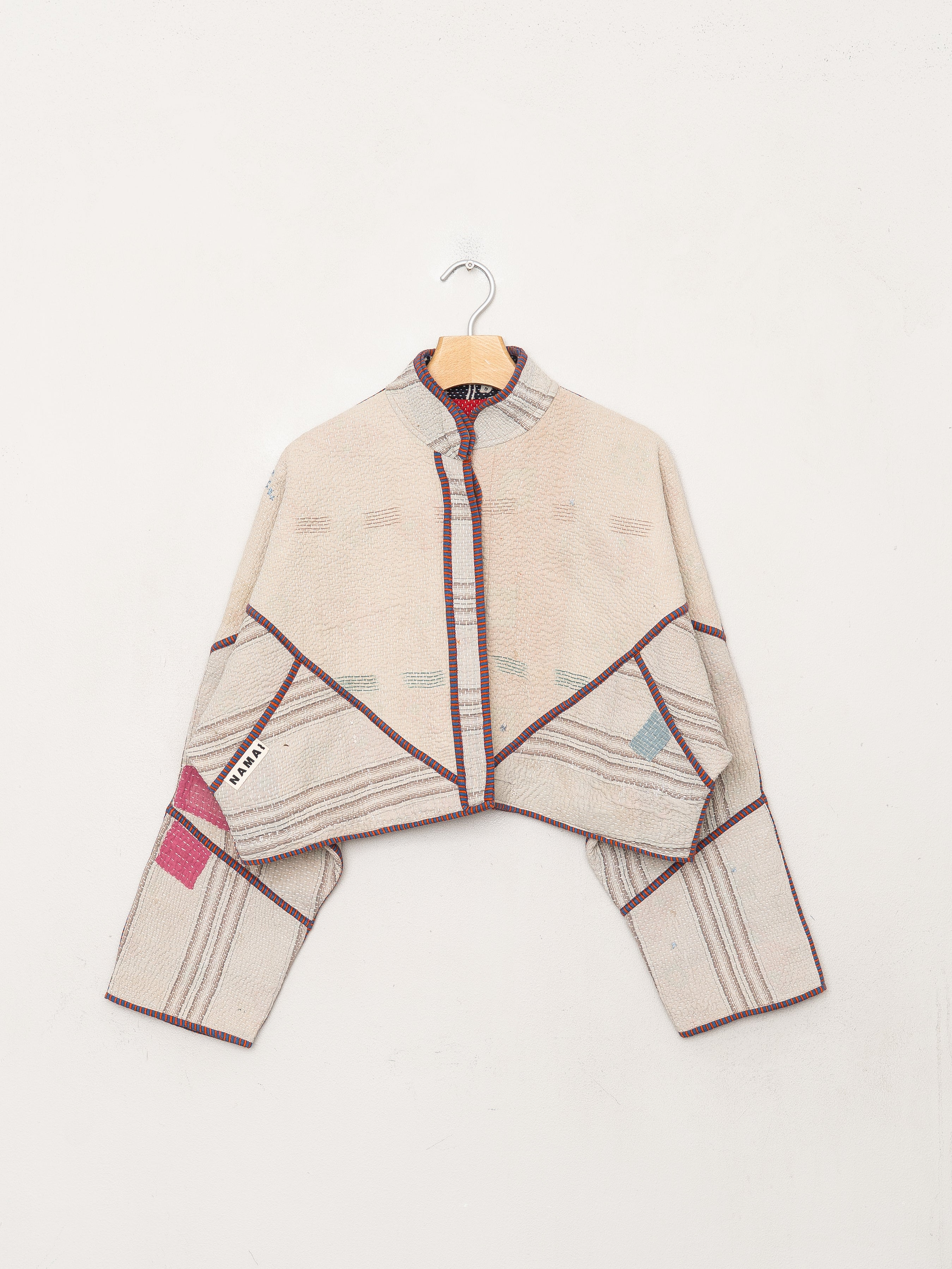 The Kaira Cropped Quilted Patchwork Kantha Jacket
