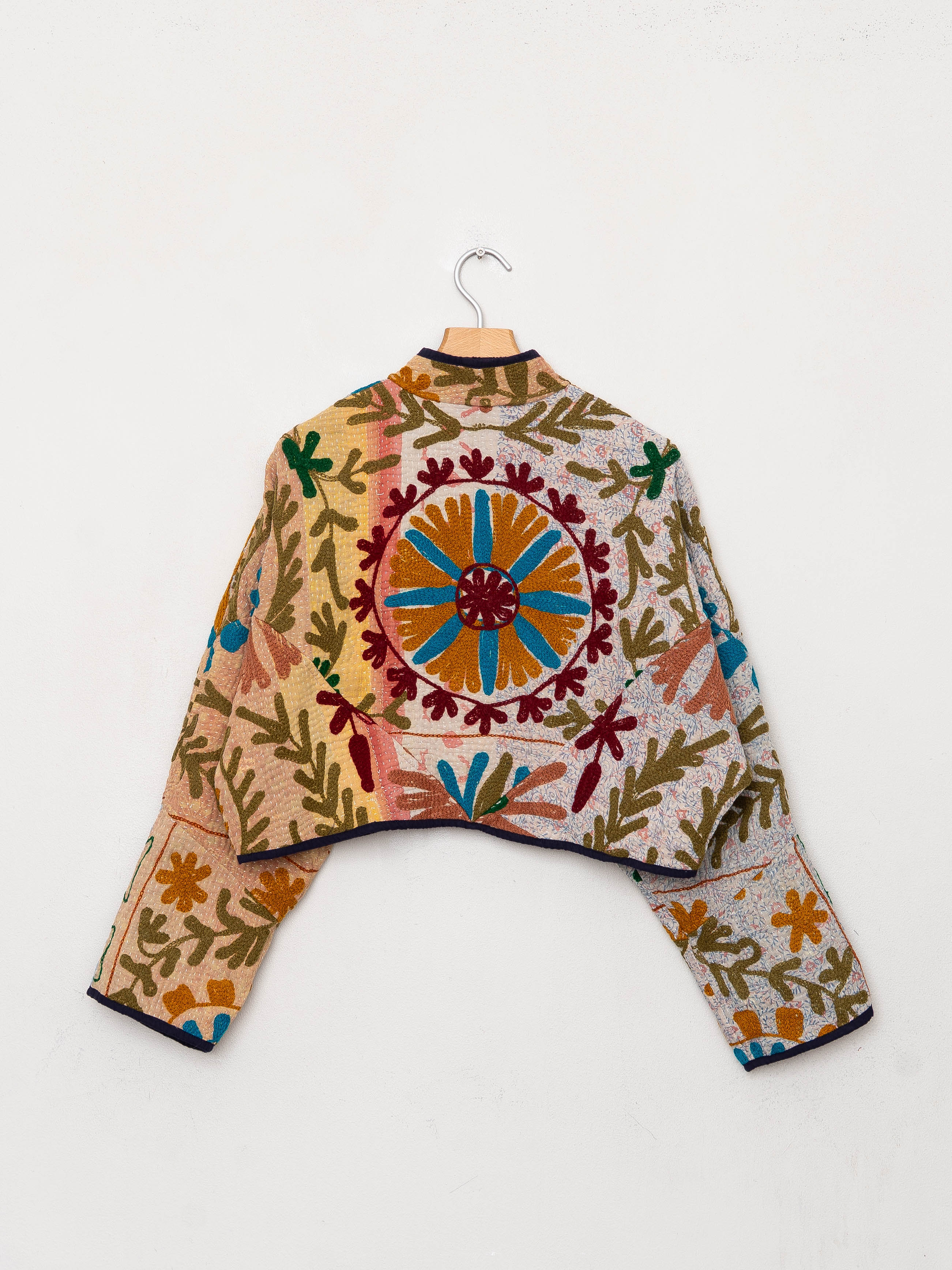 The Kaira Cropped Suzani Quilted Kantha Jacket