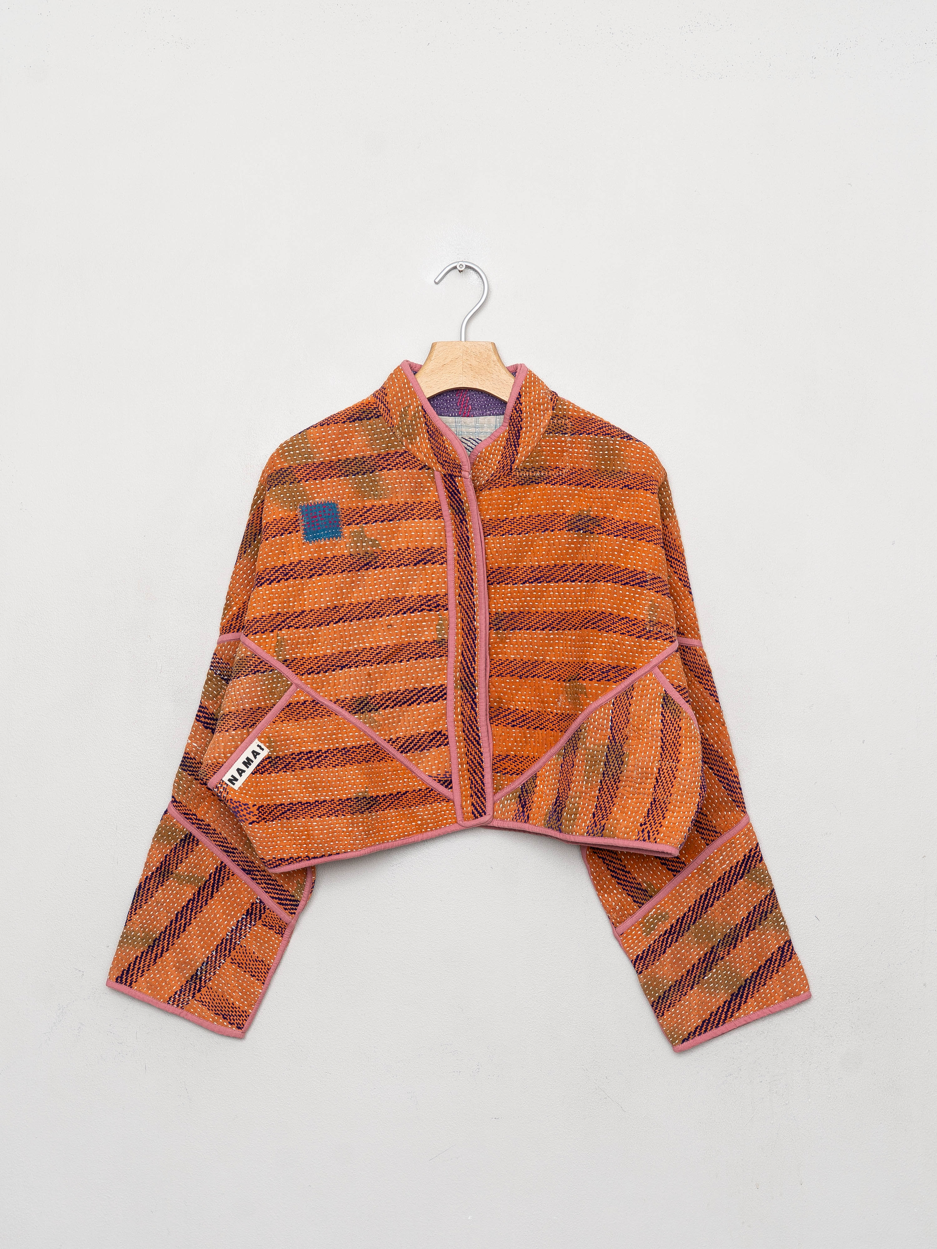 The Kaira Cropped Quilted Patchwork Kantha Jacket