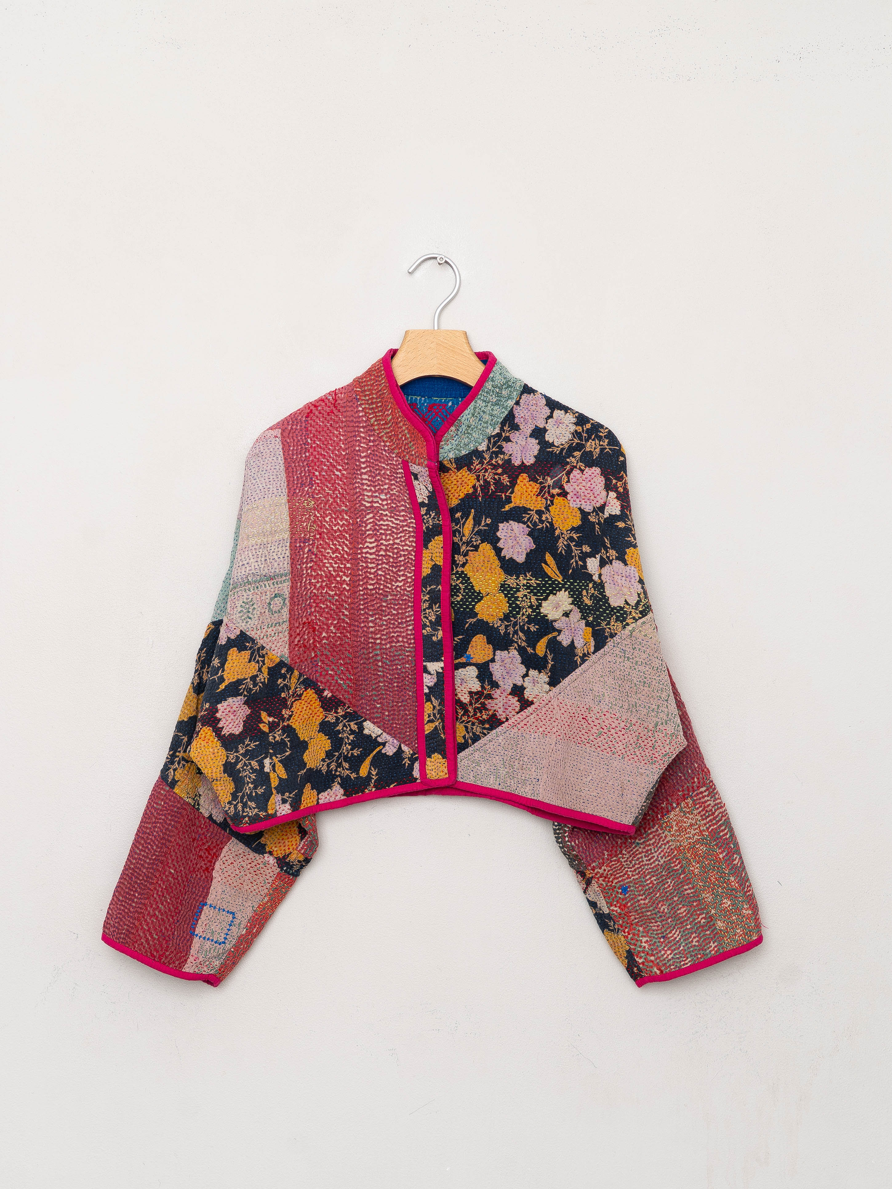 The Kaira Cropped Suzani Quilted Kantha Jacket