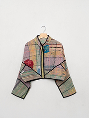 The Kaira Cropped Quilted Patchwork Kantha Jacket