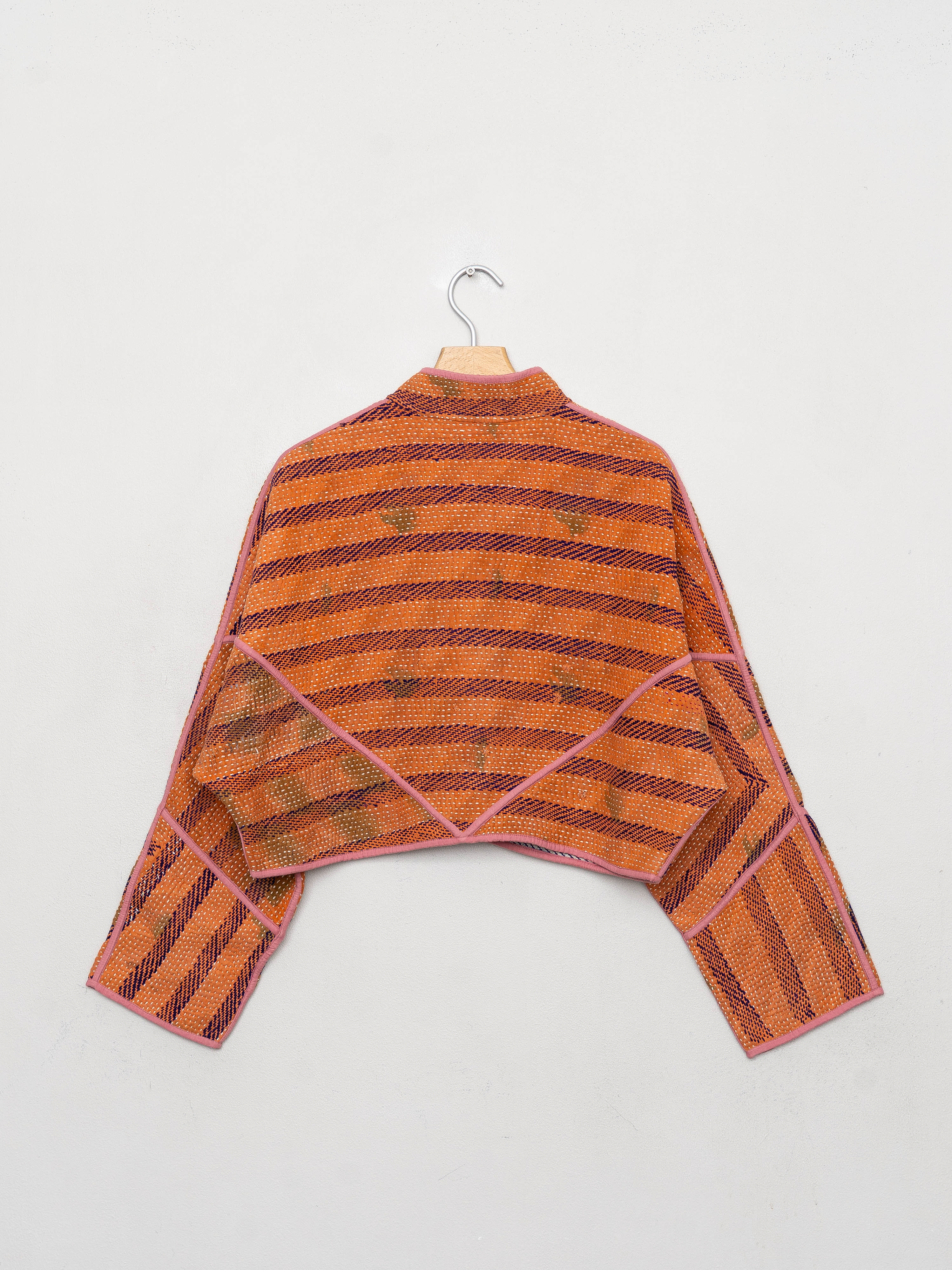 The Kaira Cropped Quilted Patchwork Kantha Jacket