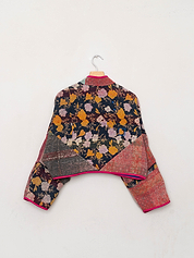 The Kaira Cropped Suzani Quilted Kantha Jacket