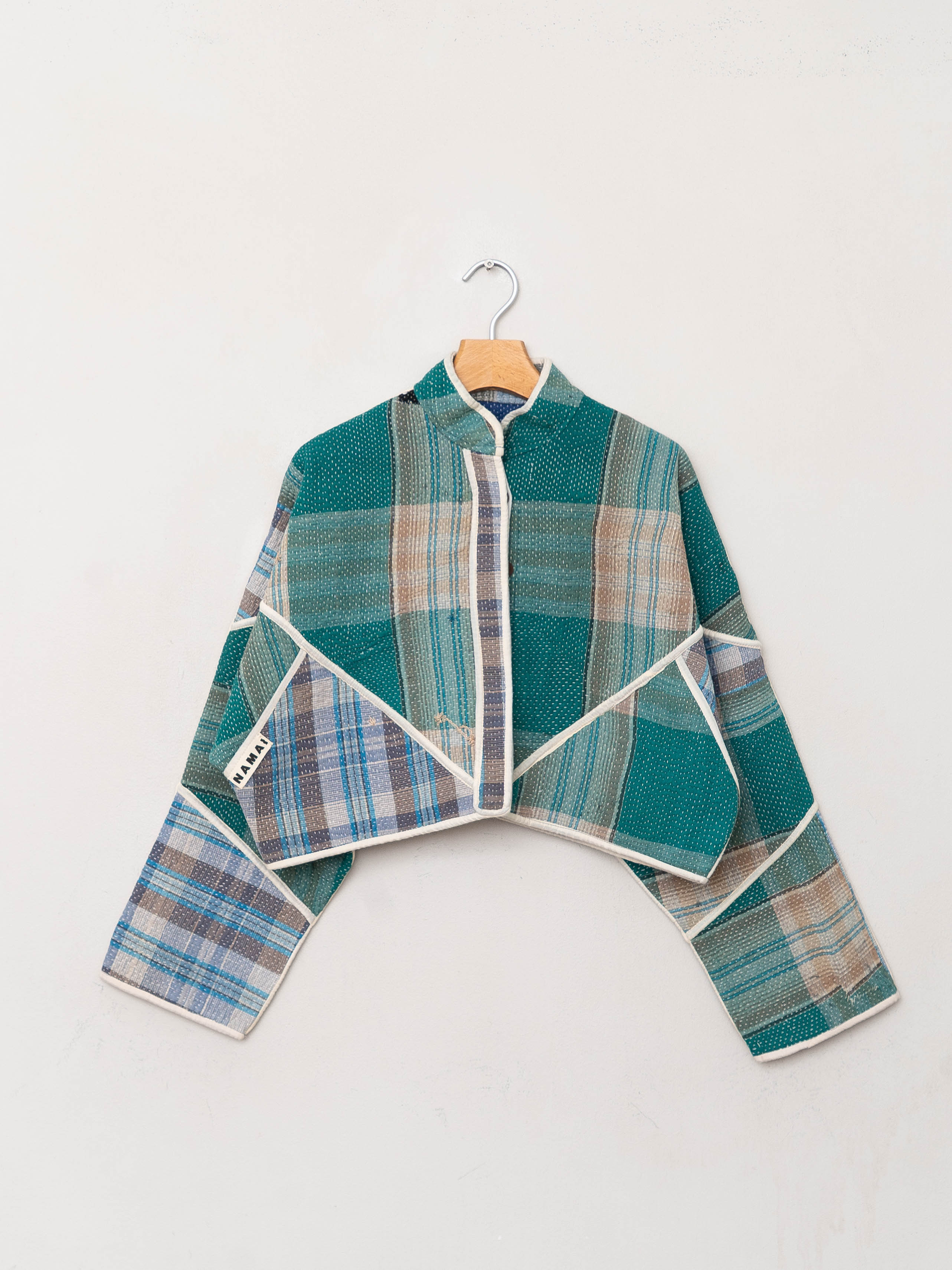 The Kaira Cropped Quilted Patchwork Kantha Jacket