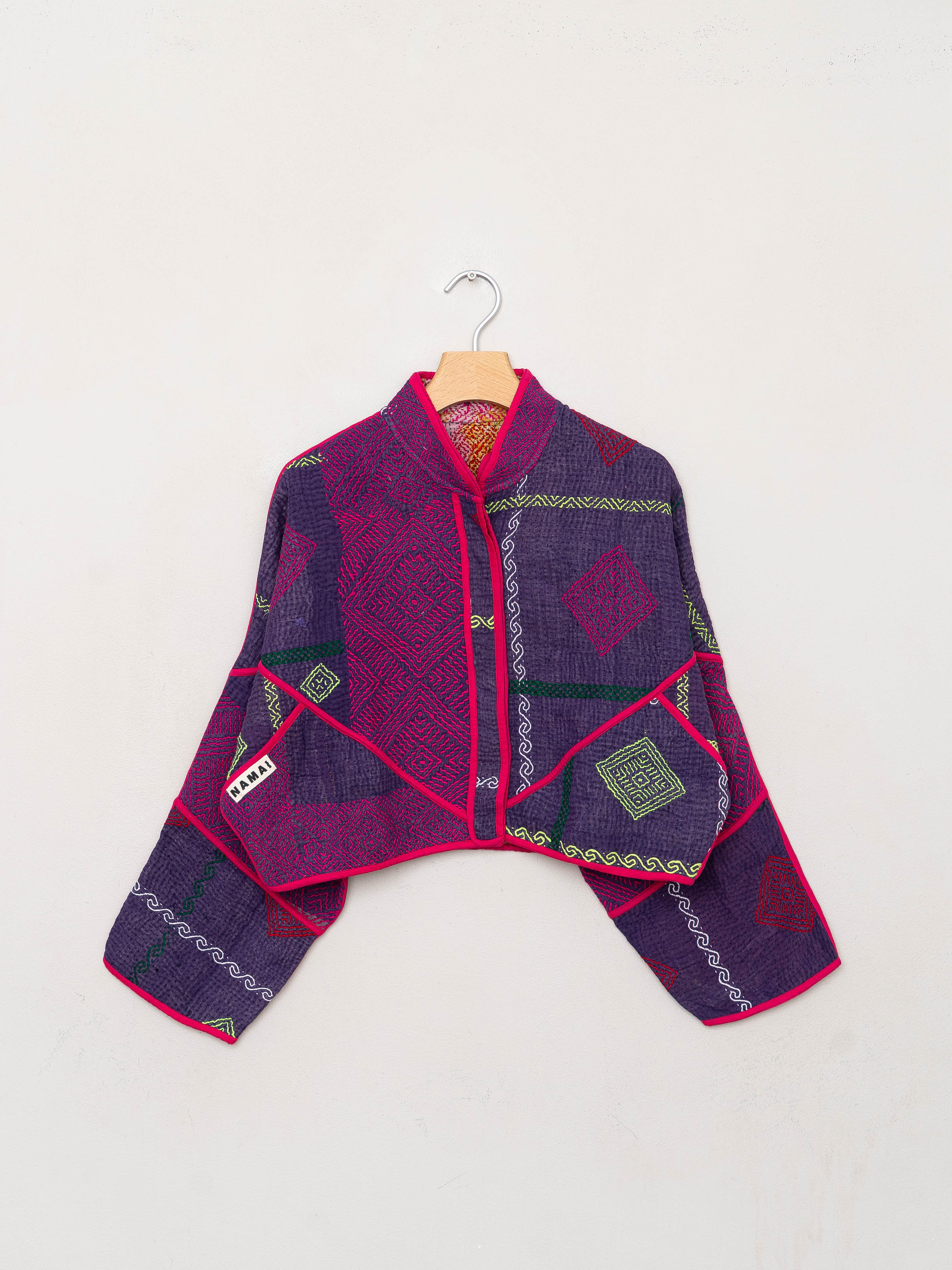 The Kaira Cropped Suzani Quilted Kantha Jacket