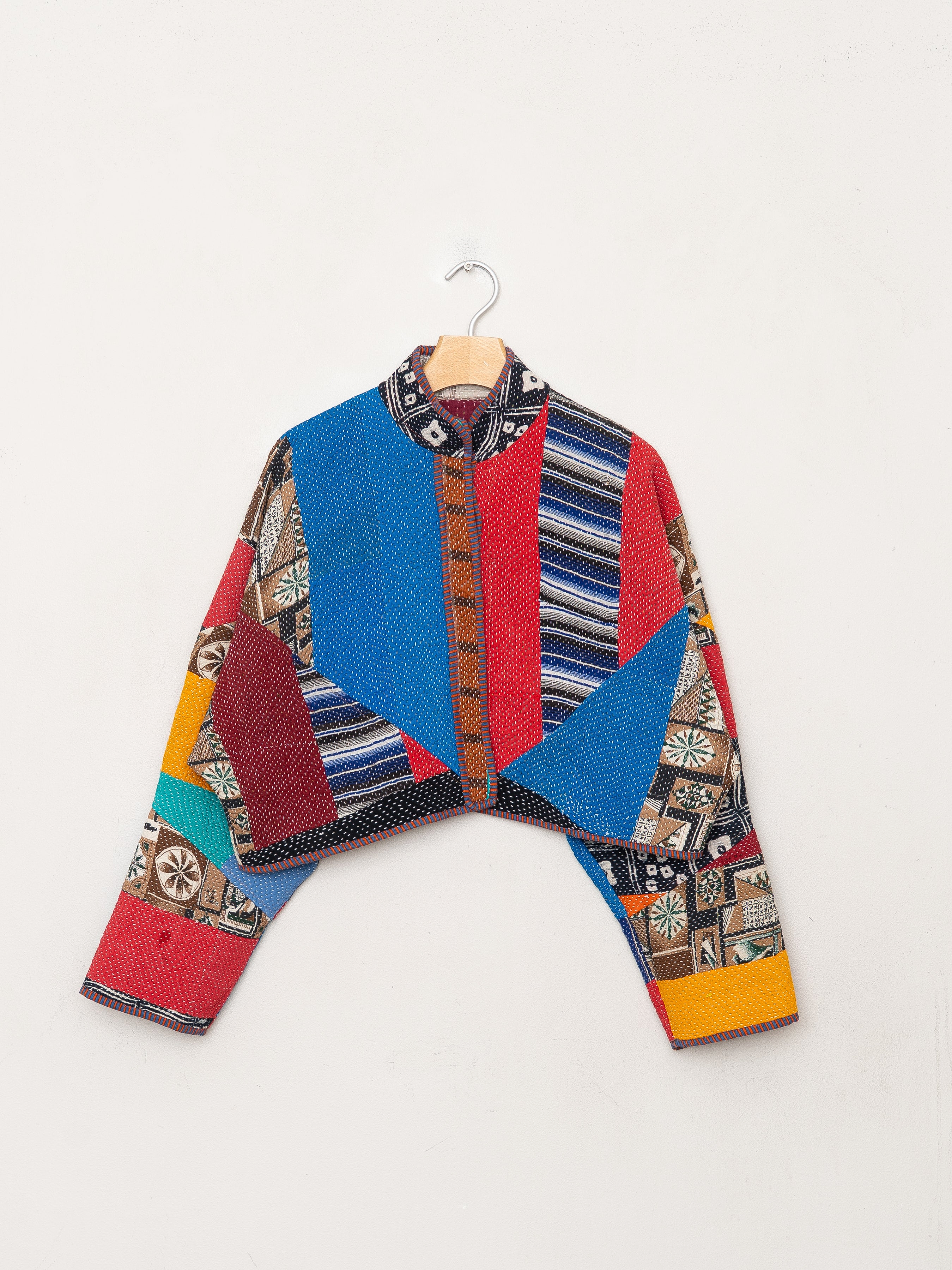 The Kaira Cropped Quilted Patchwork Kantha Jacket