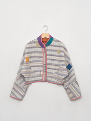 The Kaira Cropped Quilted Patchwork Kantha Jacket
