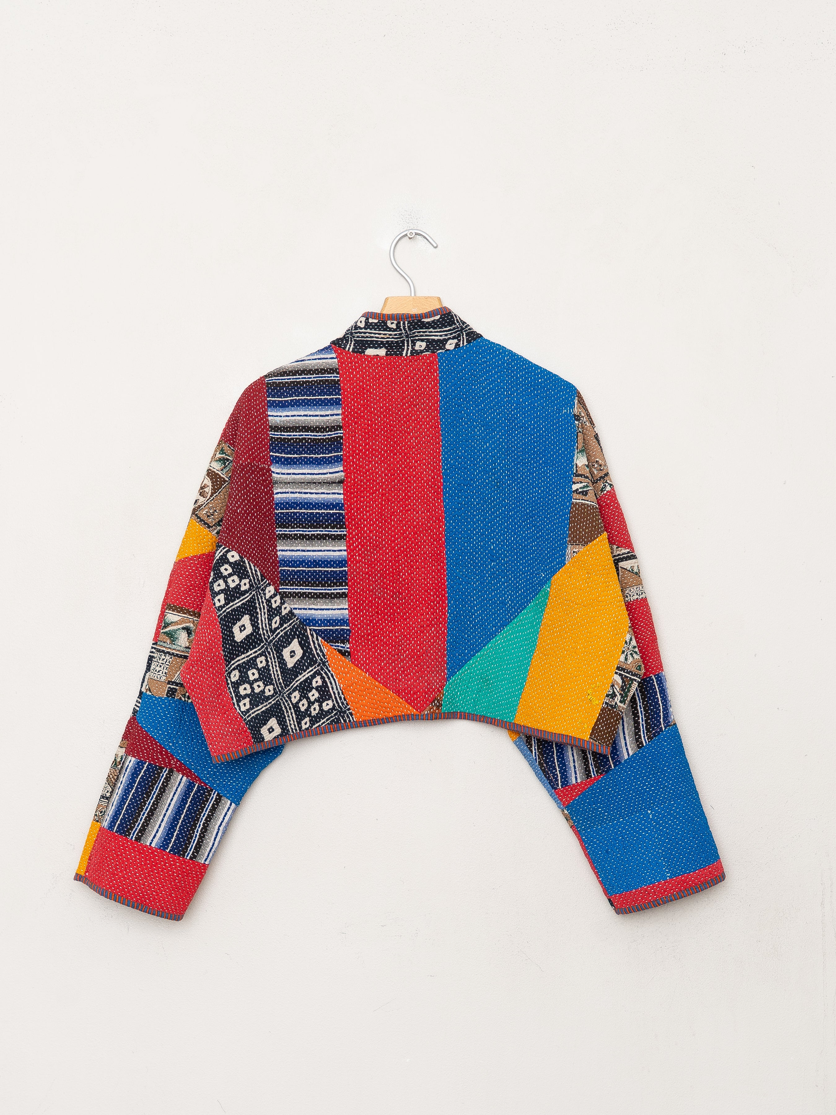 The Kaira Cropped Quilted Patchwork Kantha Jacket
