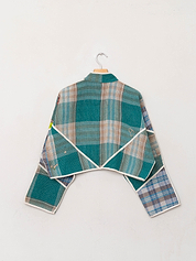 The Kaira Cropped Quilted Patchwork Kantha Jacket