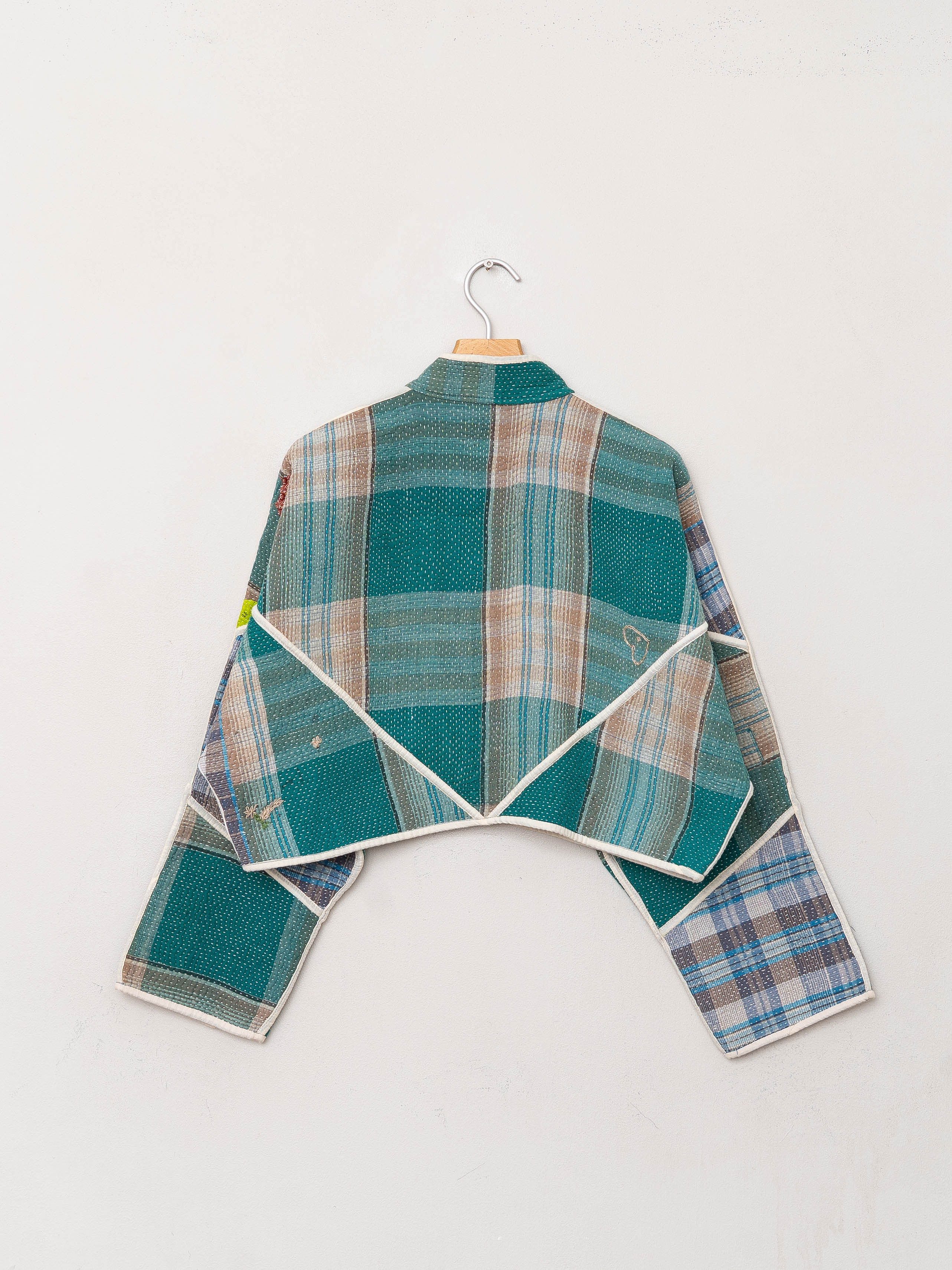 The Kaira Cropped Quilted Patchwork Kantha Jacket