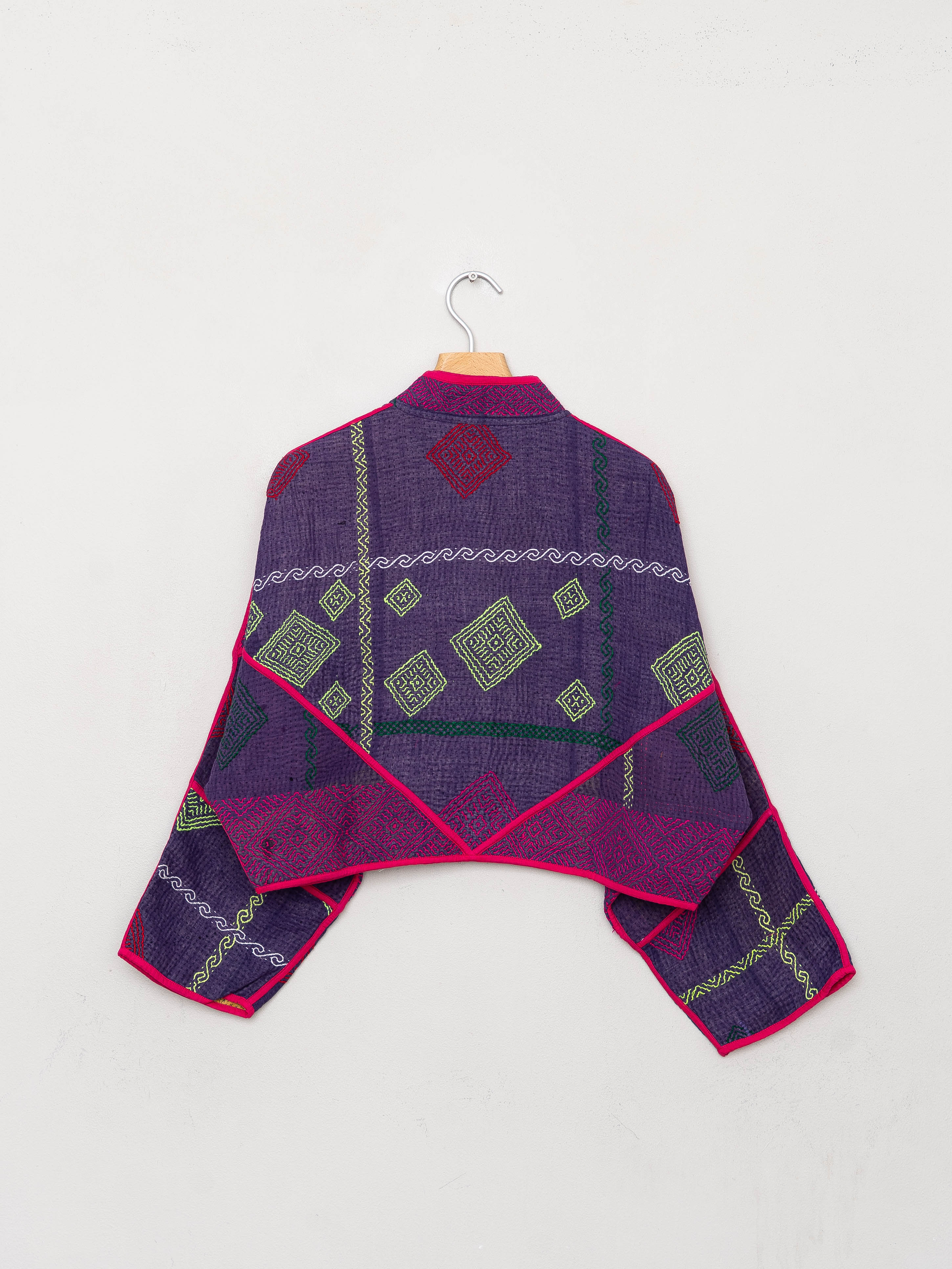 The Kaira Cropped Suzani Quilted Kantha Jacket