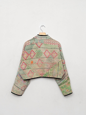 The Kaira Cropped Quilted Patchwork Kantha Jacket