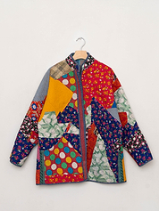 The Narmada Quilted Patchwork Kantha Jacket