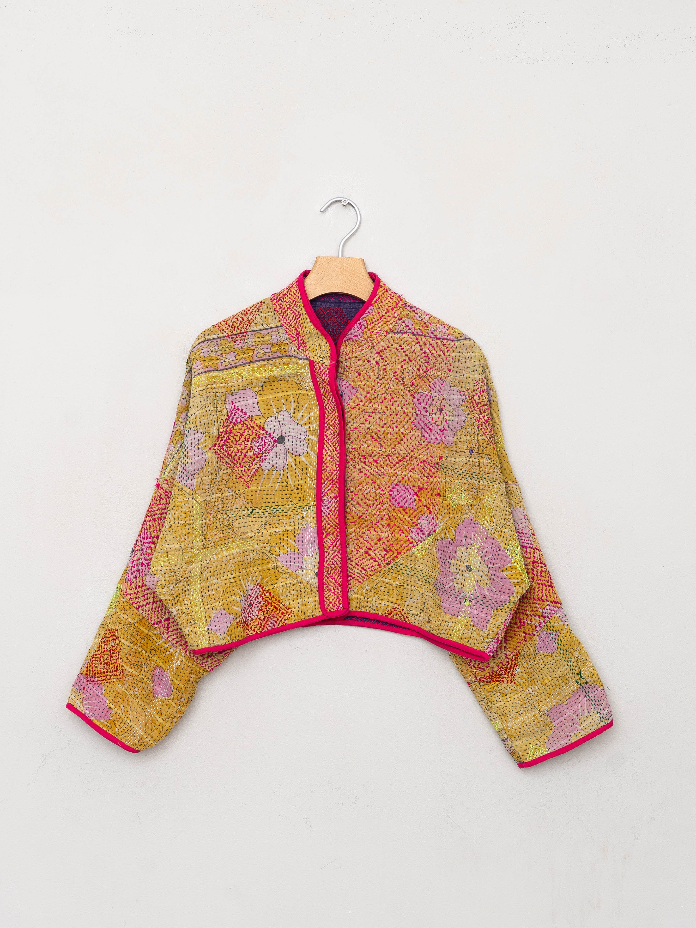 The Kaira Cropped Suzani Quilted Kantha Jacket