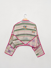 The Kaira Cropped Quilted Patchwork Kantha Jacket