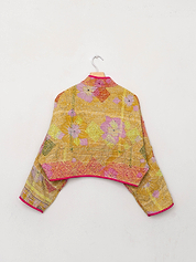The Kaira Cropped Suzani Quilted Kantha Jacket