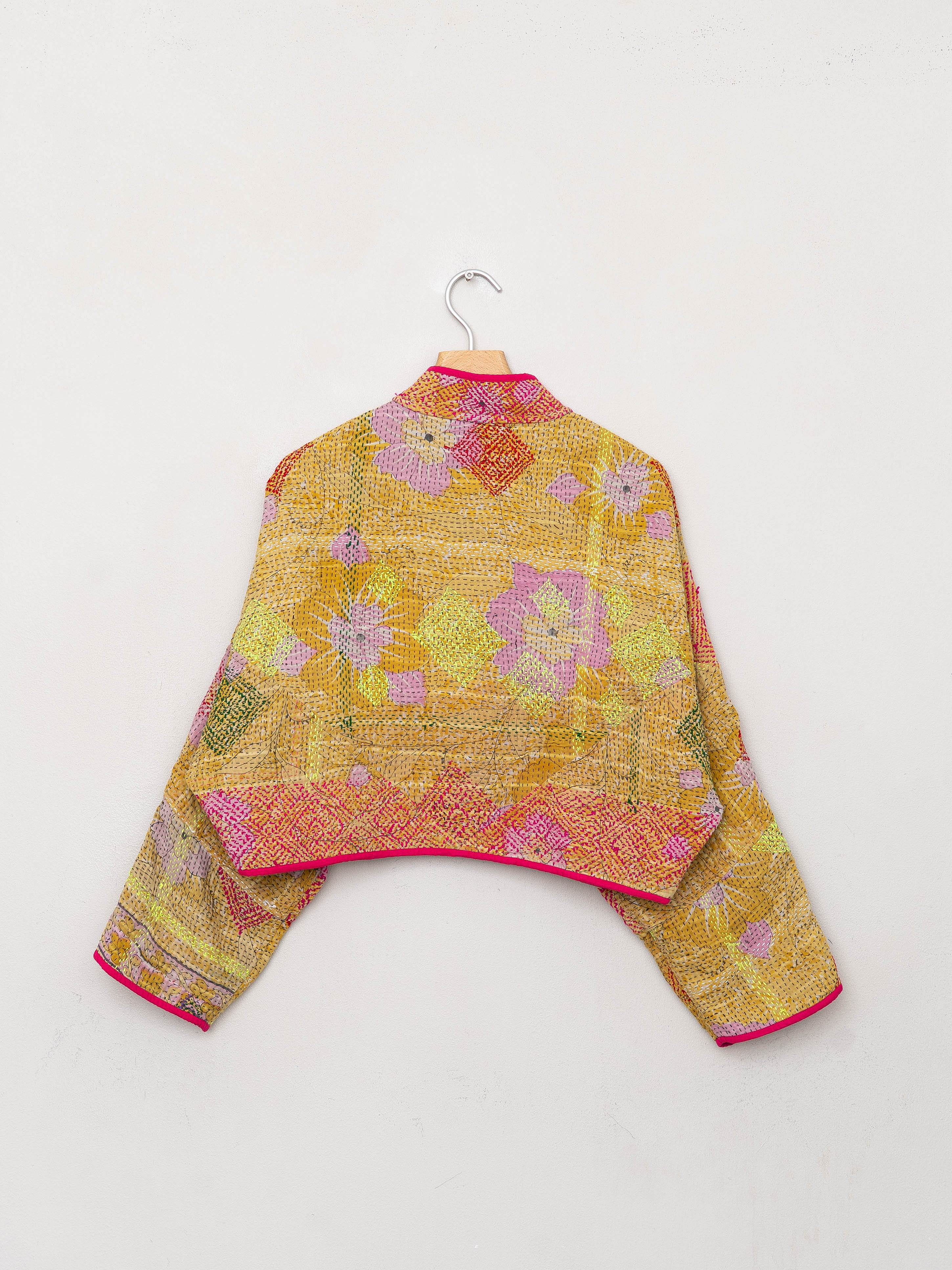 The Kaira Cropped Suzani Quilted Kantha Jacket