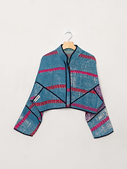 The Kaira Cropped Quilted Patchwork Kantha Jacket