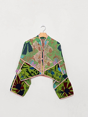 The Kaira Cropped Suzani Quilted Kantha Jacket