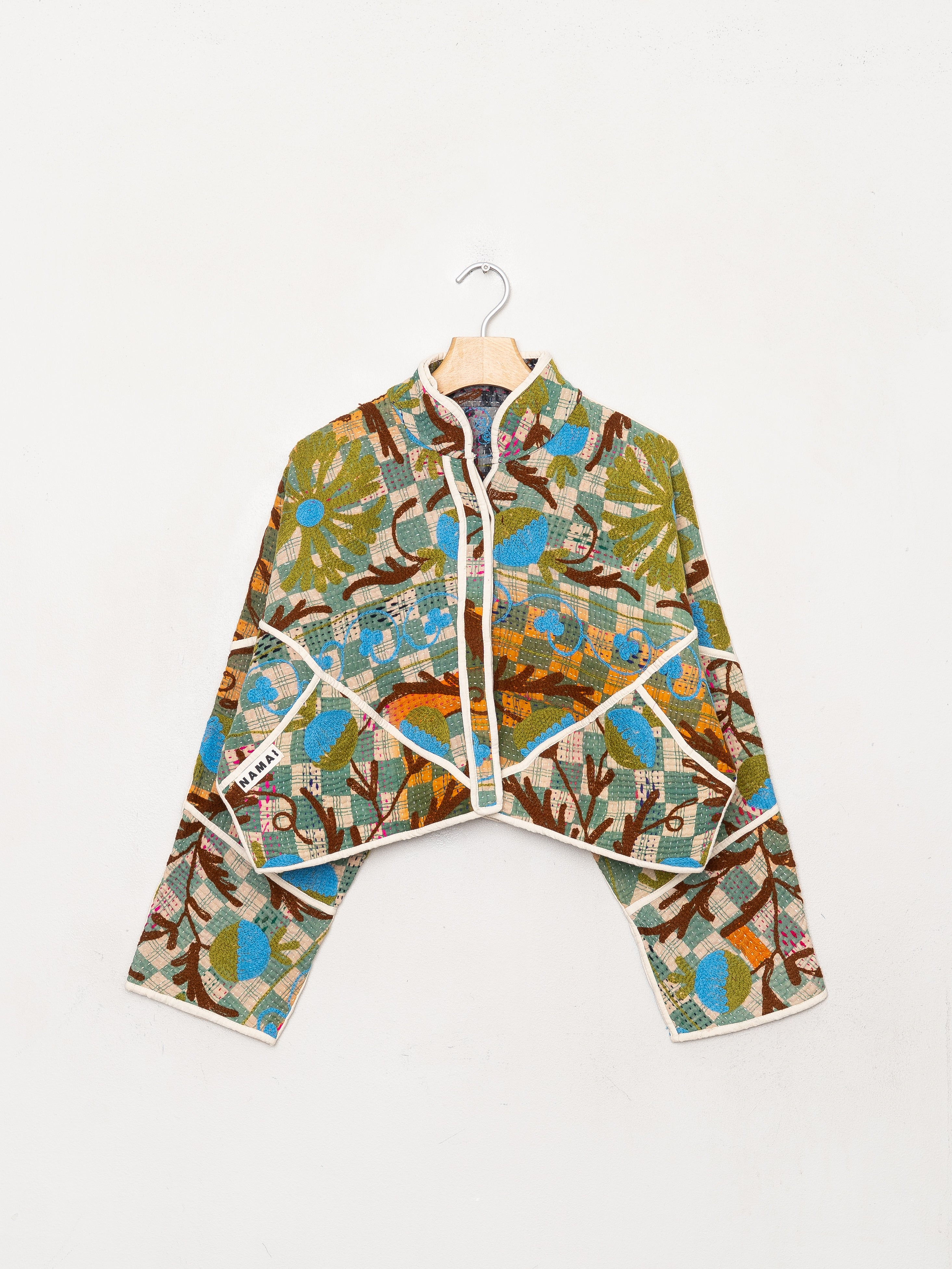 The Kaira Cropped Suzani Quilted Kantha Jacket