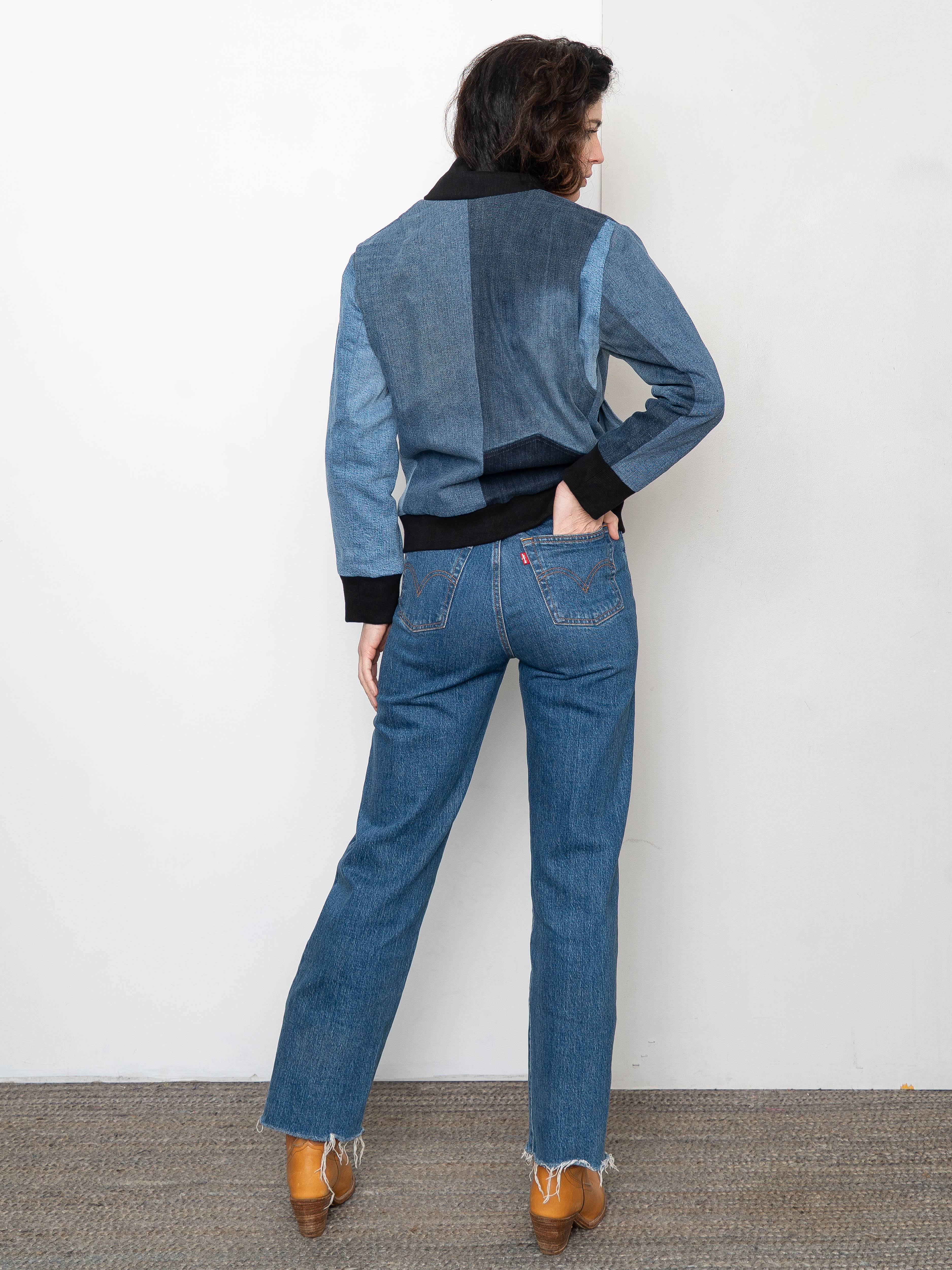The Veda Denim Bomber Jacket - Small