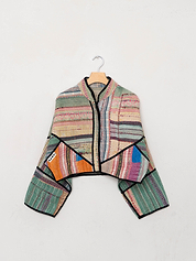 The Kaira Cropped Suzani Quilted Kantha Jacket