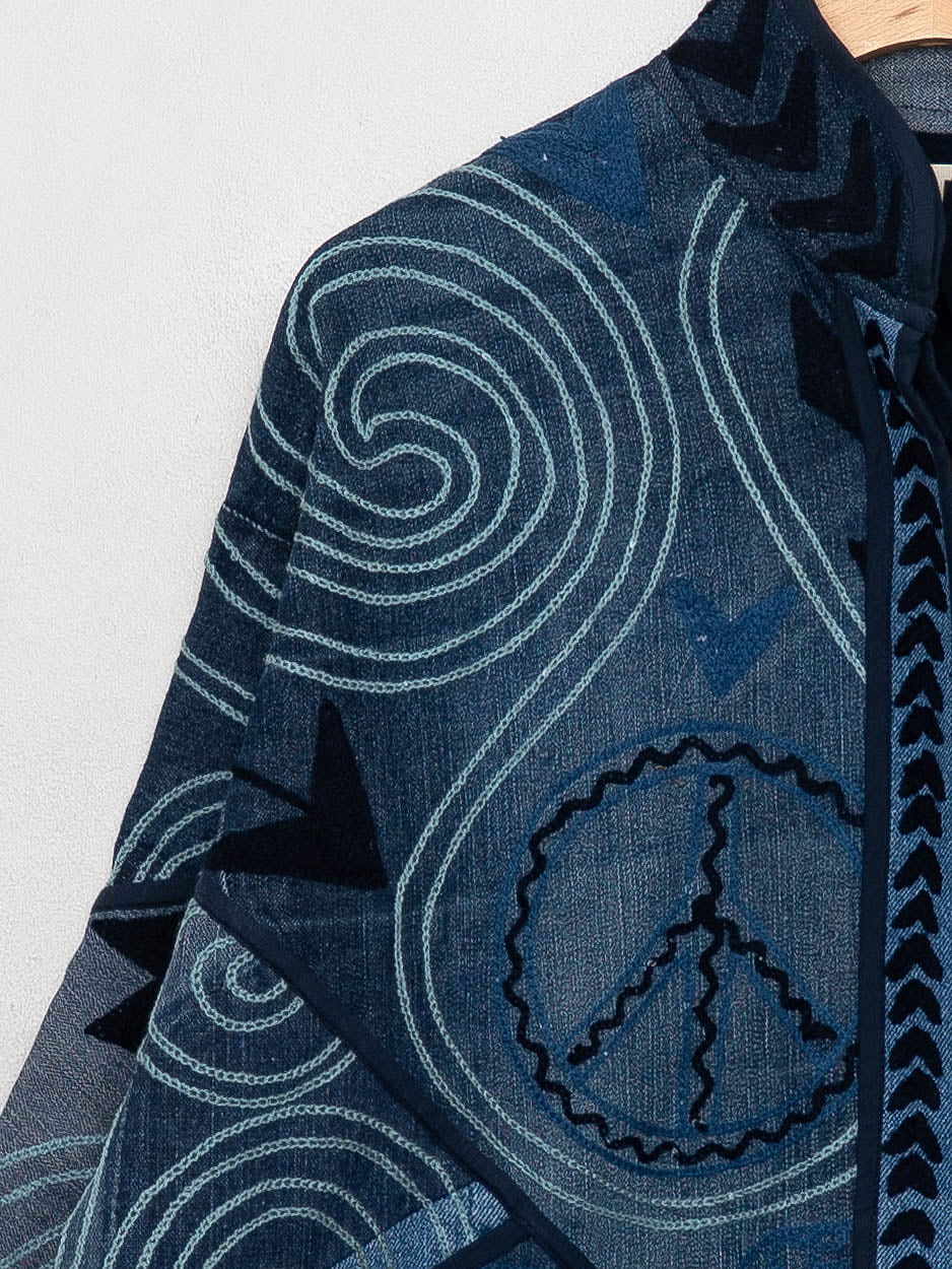 The Ladhiya Denim Suzani Jacket - Medium