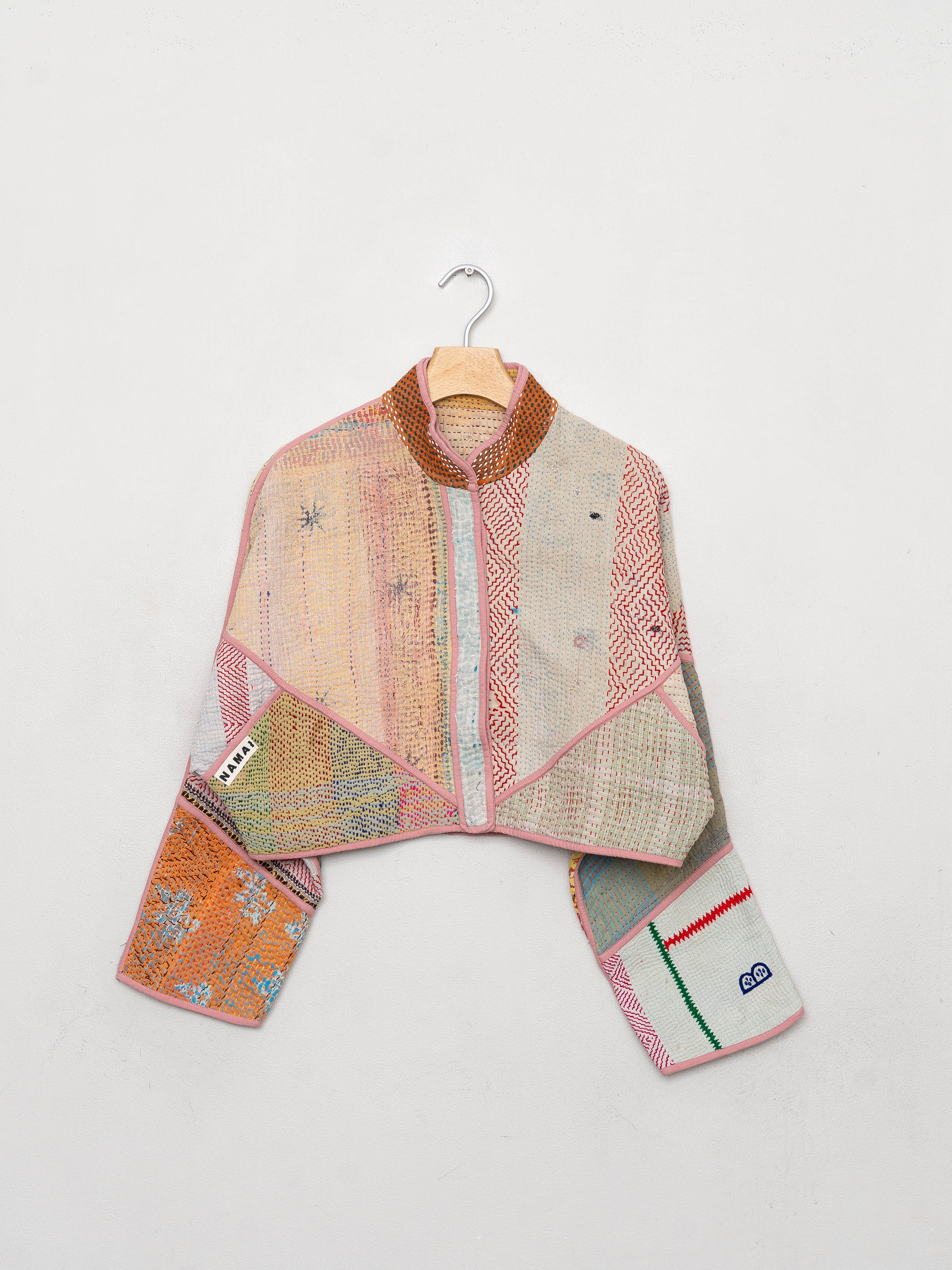 The Kaira Cropped Quilted Patchwork Kantha Jacket