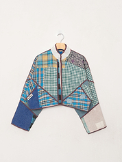 The Kaira Cropped Quilted Patchwork Kantha Jacket