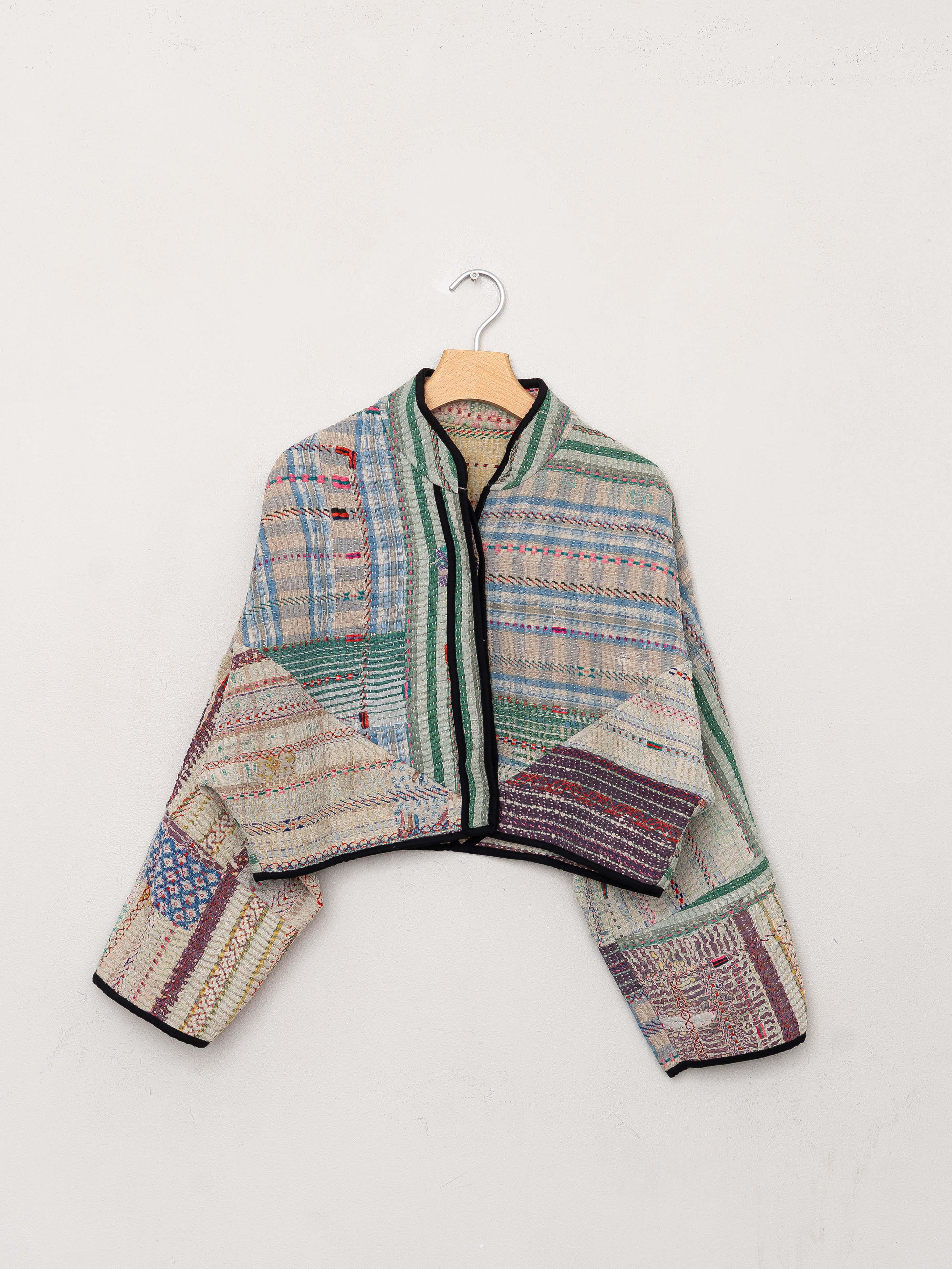 The Kaira Cropped Suzani Quilted Kantha Jacket