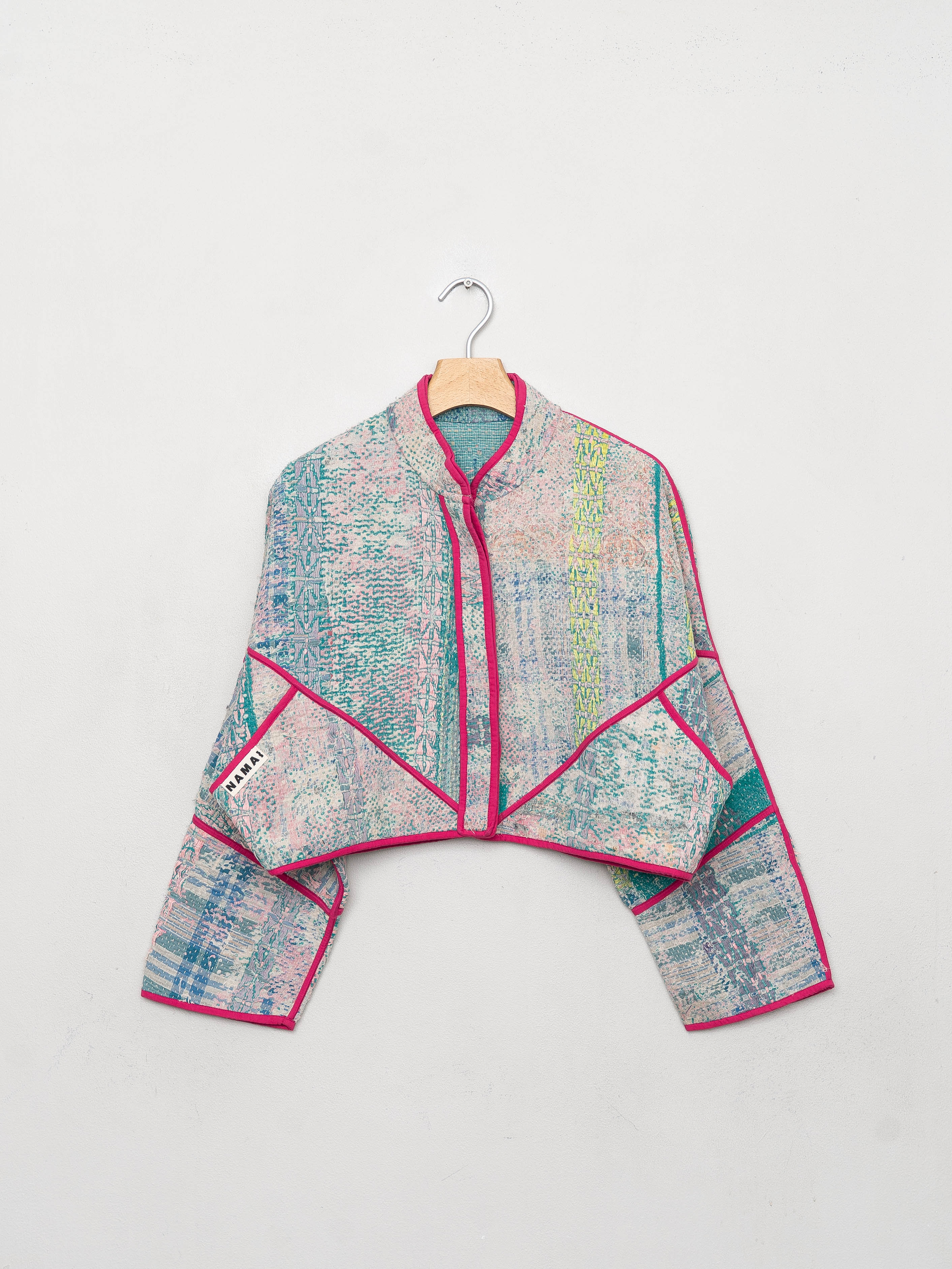 The Kaira Cropped Quilted Patchwork Kantha Jacket