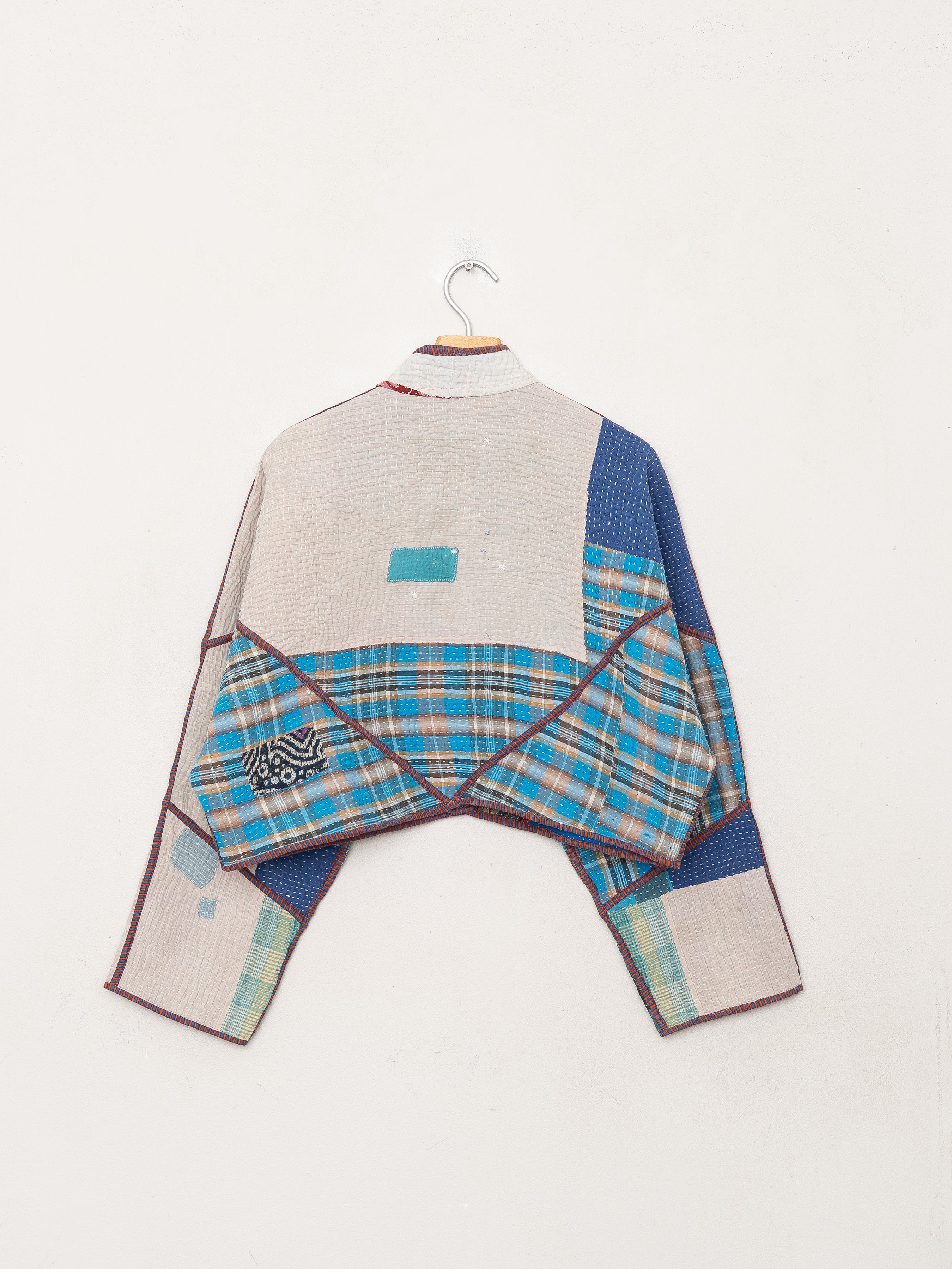 The Kaira Cropped Quilted Patchwork Kantha Jacket