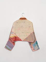 The Kaira Cropped Quilted Patchwork Kantha Jacket