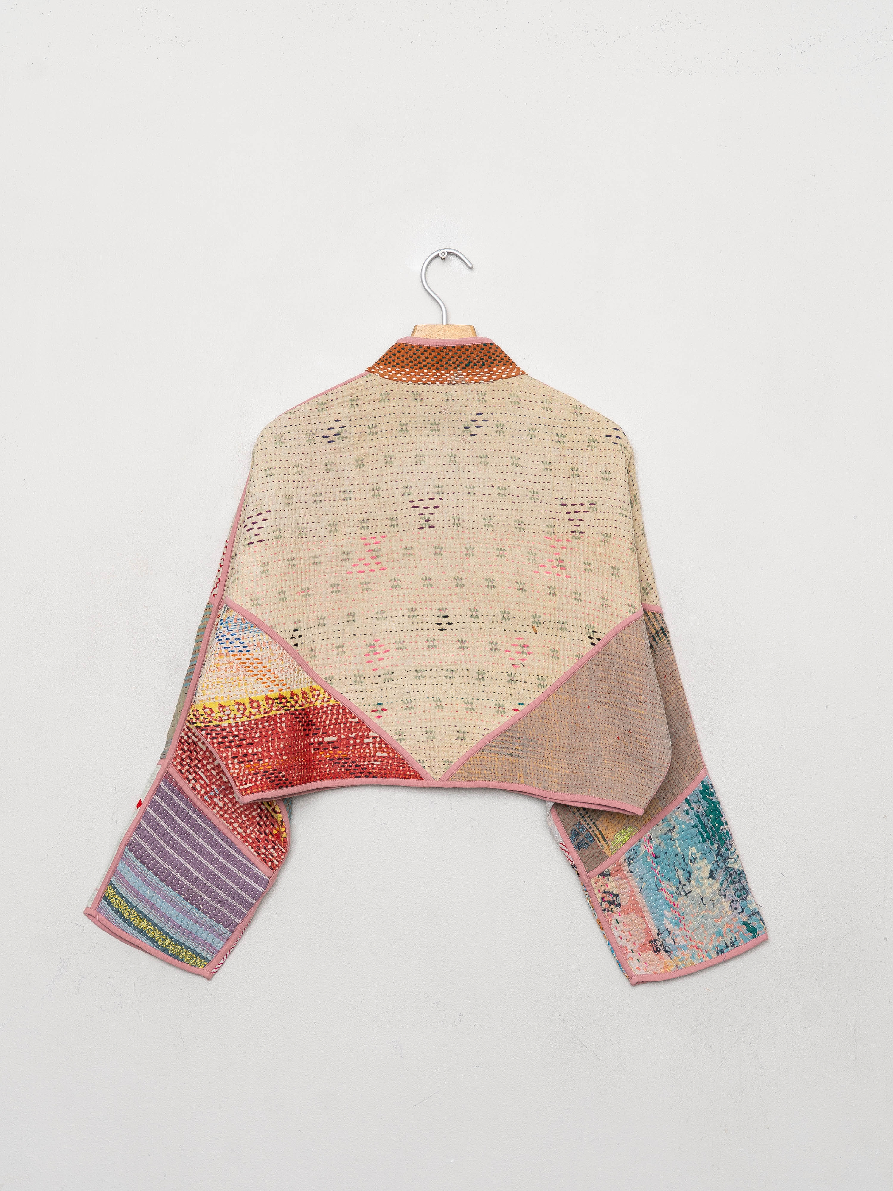 The Kaira Cropped Quilted Patchwork Kantha Jacket