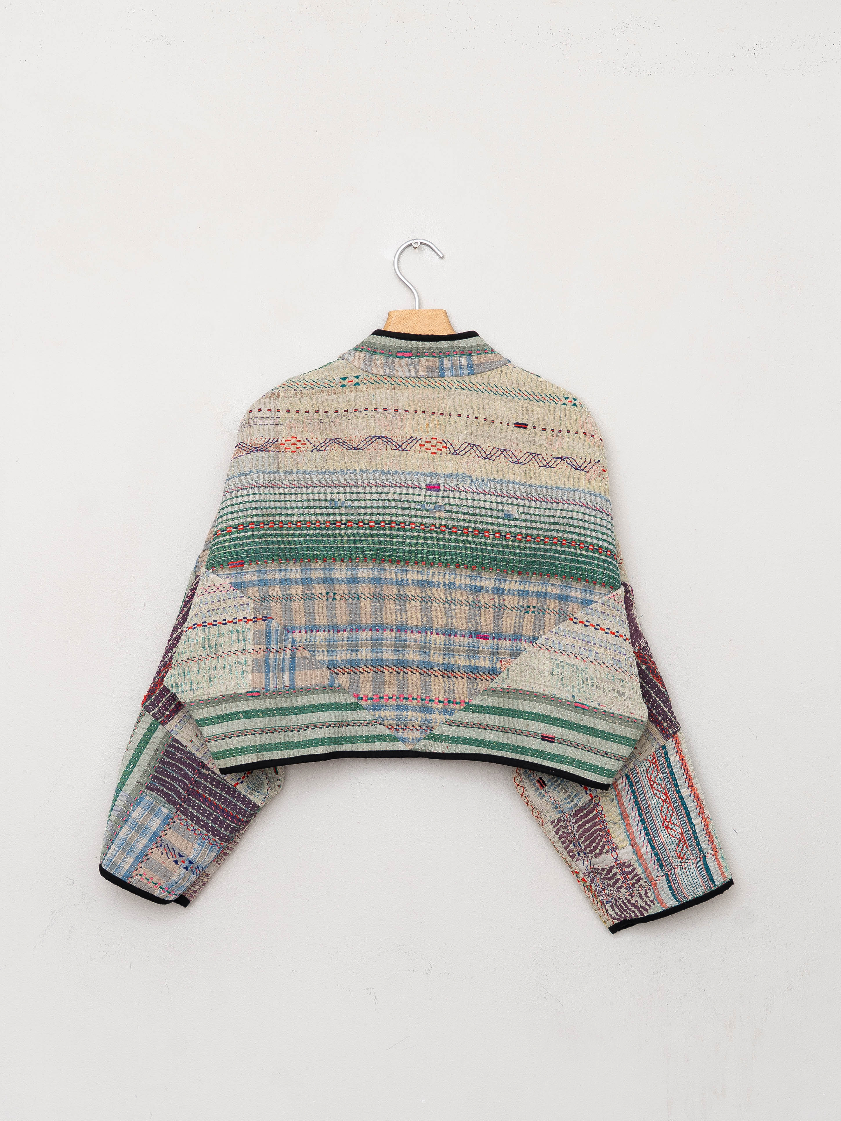 The Kaira Cropped Suzani Quilted Kantha Jacket
