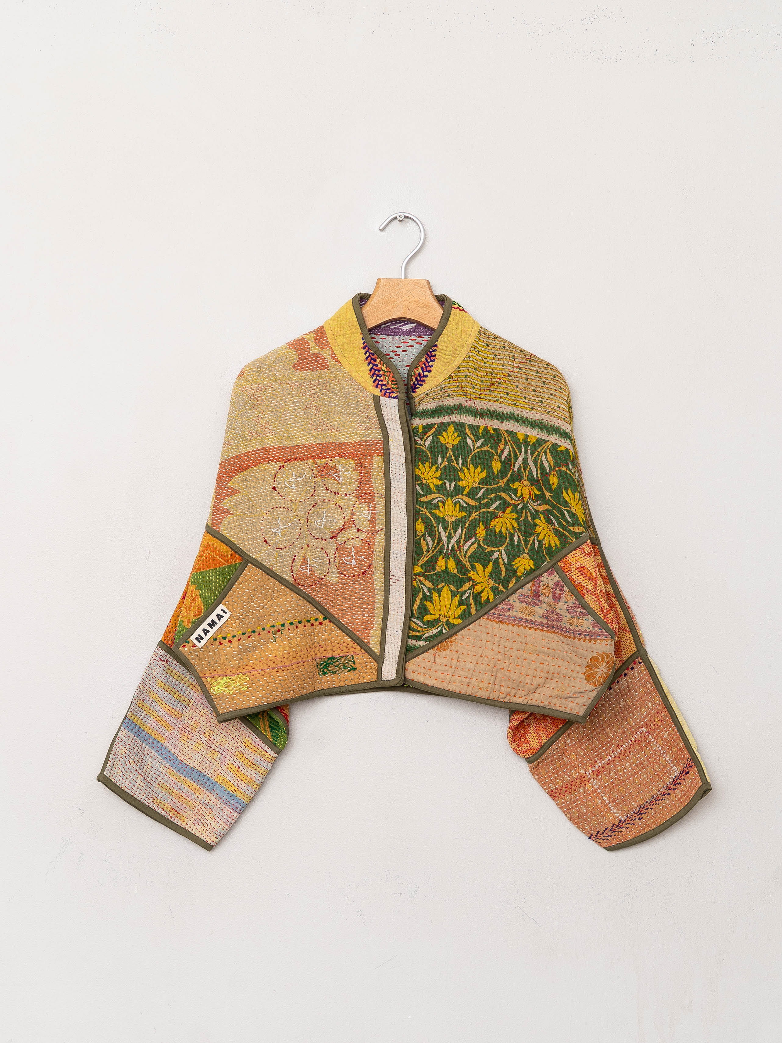 The Kaira Cropped Quilted Patchwork Kantha Jacket