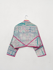 The Kaira Cropped Quilted Patchwork Kantha Jacket