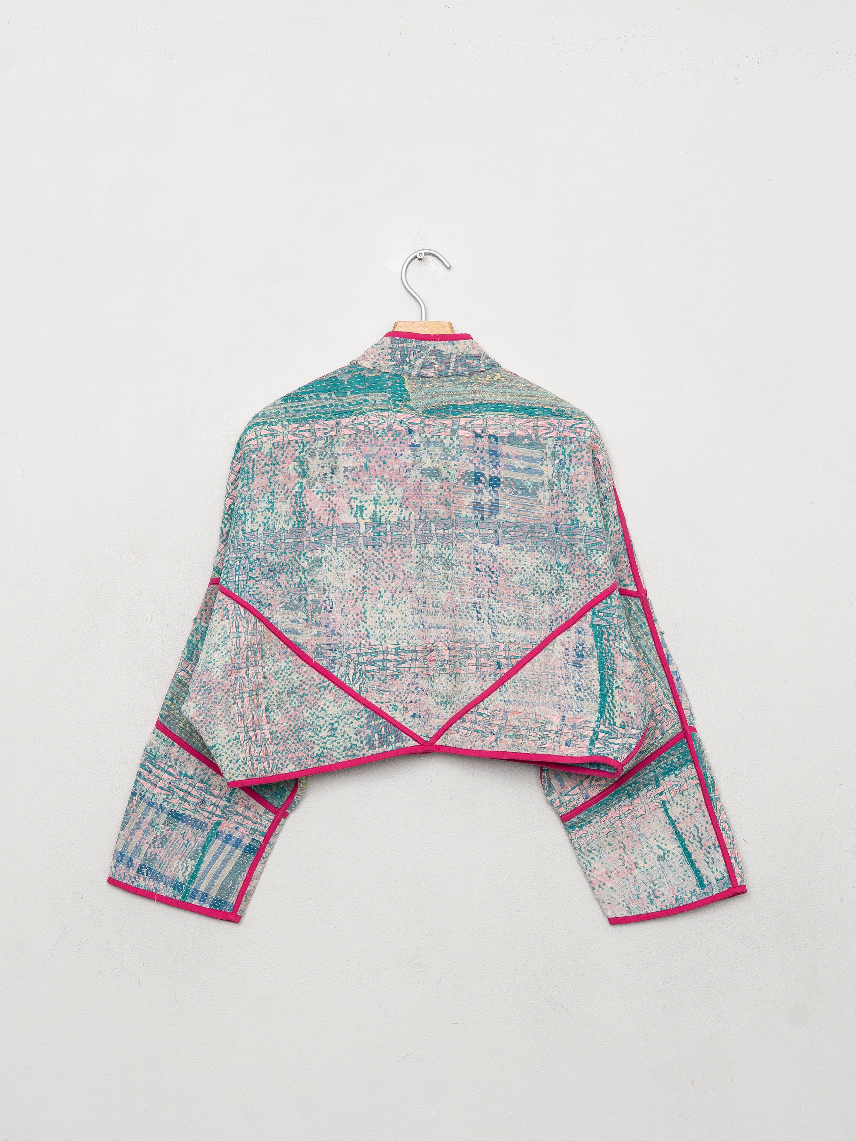The Kaira Cropped Quilted Patchwork Kantha Jacket