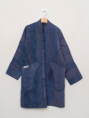 The Sai Quilted Indigo Kantha Coat