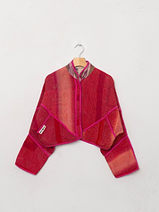 The Kaira Cropped Quilted Patchwork Kantha Jacket